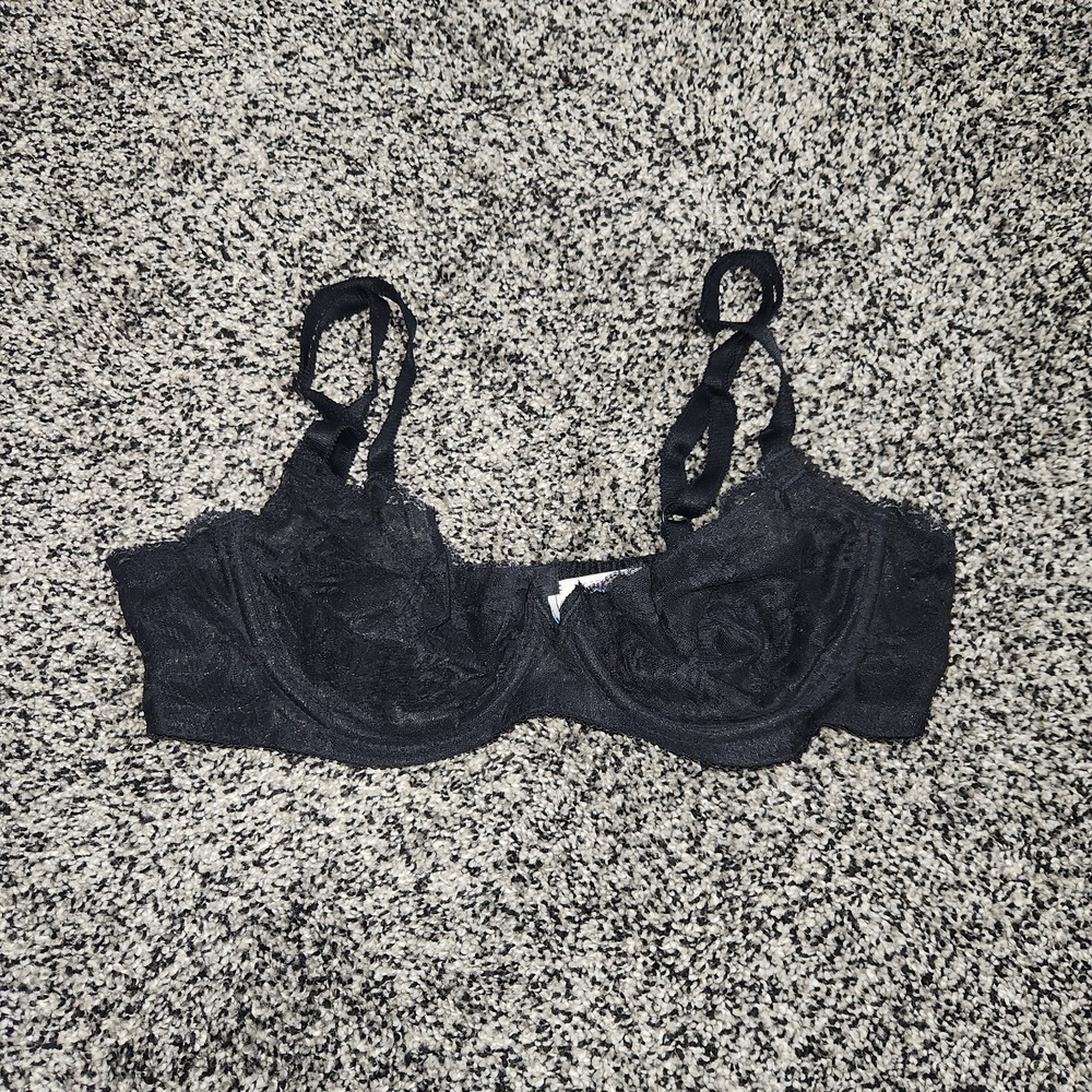 Vtg 80s 90s Avon Fashions Bra Black Sexy Lace Sheer Underwire Women's 34C Retro